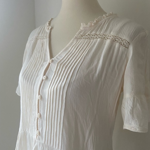 NWT pretty crème cotton Old Navy pleated cotton dress with feminine details - Picture 4 of 11